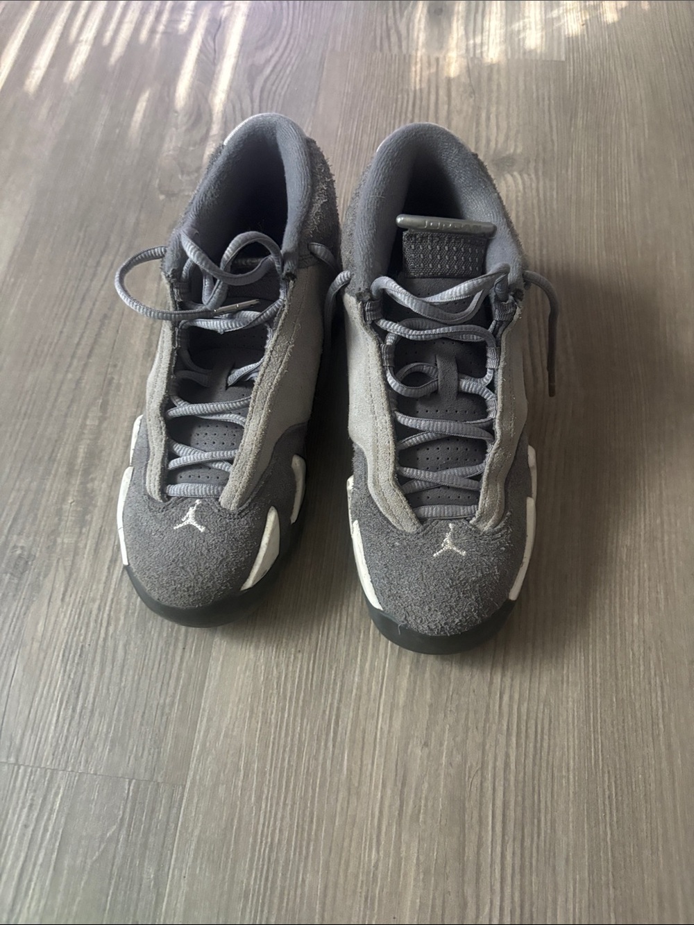 Jordan Kids Grey Suede & Mesh Sneakers with White Accents
